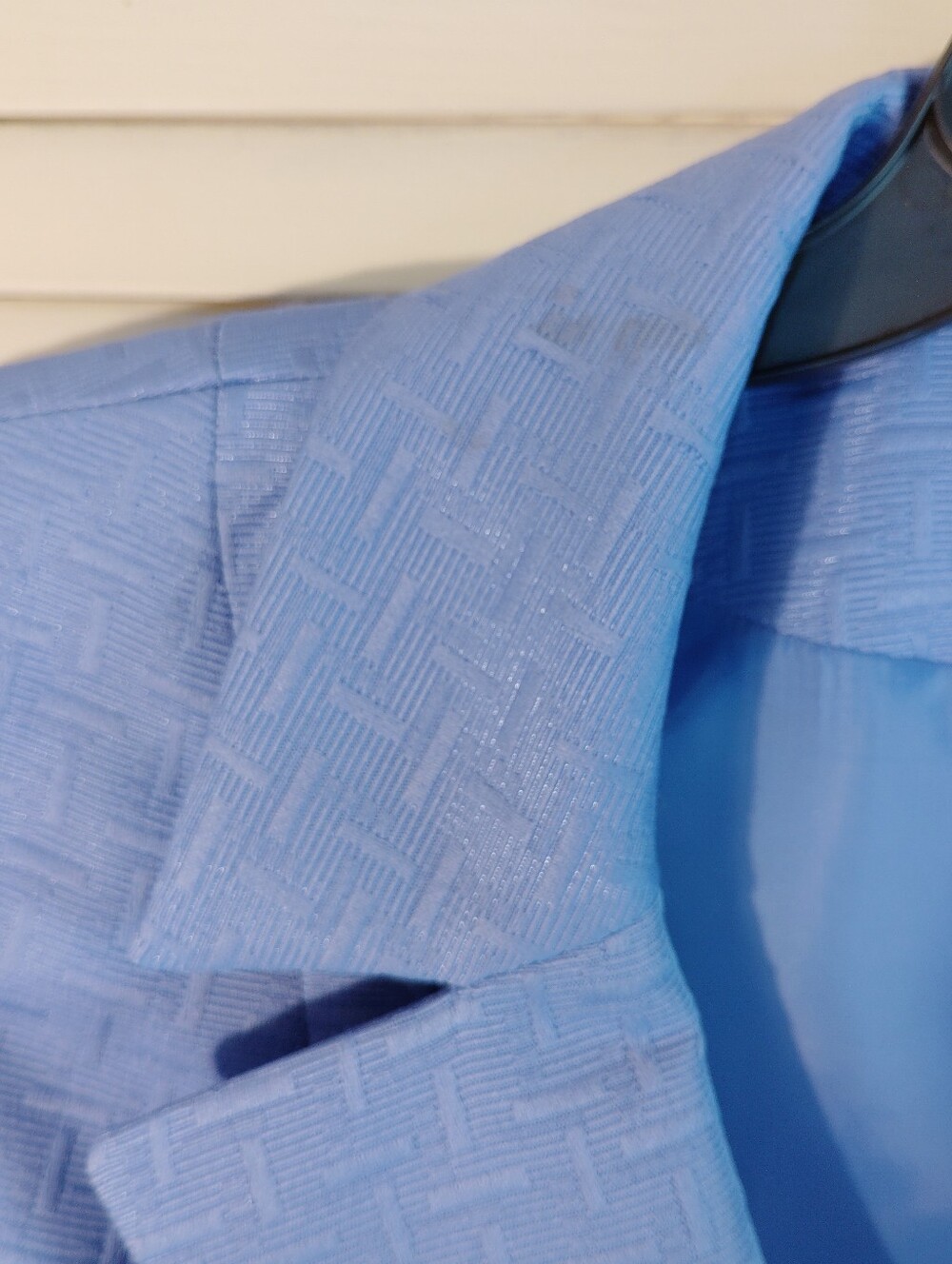 Kasper Light Blue Textured Skirt Set Jacket - Picture 7 of 11